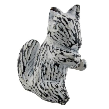 Antique White Squirrel Iron Dresser Knob